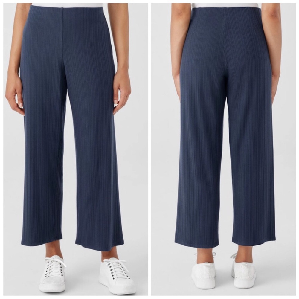 Eileen Fisher Variegated Rib Knit Wide Leg Pant